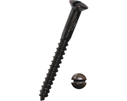 Șuruburi pentru lemn cu cap semibombat drept Dresselhaus 5x60 mm DIN95 alamă brunată, 200 bucăți Șurub pentru lemn cu cap lenticular și capac de acoperire potrivit