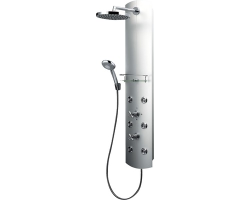 Panel de duș cu termostat și pară de duș fixă, D9676 41 efect aluminiu-cromat