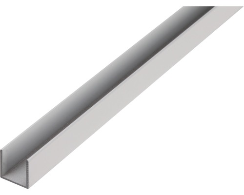 Profil aluminiu tip U Alberts 8x10x8x1 mm, lungime 2,6m, argintiu