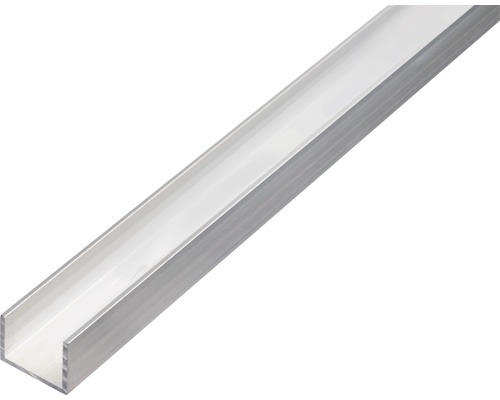 Profil aluminiu tip U Alberts 16x13x16x1,5 mm, lungime 2,6m, argintiu