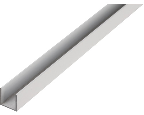Profil aluminiu tip U Alberts 8x8x8x1 mm, lungime 2,6m, argintiu