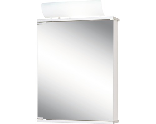 Dulap baie cu oglindă Jokey Entro, cu iluminare, PAL, 50x74 cm, alb/aluminiu, IP 20