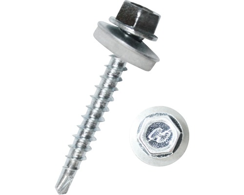 Holșuruburi autoforante cu cap hexagonal și șaibă cauciuc EPDM Dresselhaus 4,8x16 mm oțel zincat, 1000 bucăți, pentru acoperiș