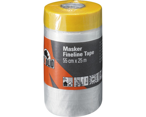 Bandă de mascare cu folie de protecție ROXOLID 55 cm x 25 m Bandă de mascare Fineline Tape, 55 cm x 25 m, ambalată