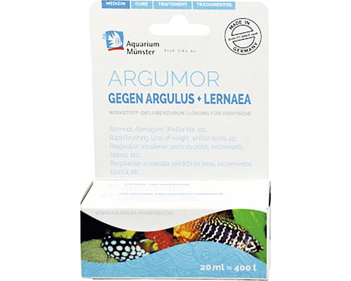 Tratament Aquarium Munster Argumor 20 ml pentru 400 l fresh/marin Aquarium Münster Argumor medicament pentru tratarea păduchilor de crap și a viermilor ancora
