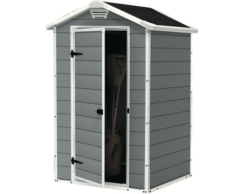 Magazie de grădină din plastic cu ușa deschisă