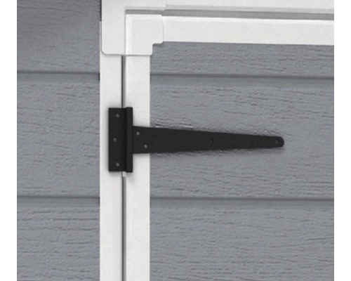 Balama T neagră atașată la o ușă din lemn