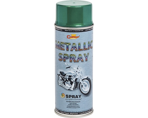 Vopsea spray Champion verde metalizat 400 ml Spray metalic cu imagine de motocicletă