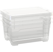 Cutii depozitare plastic cu capac Dirk XS 12L 370x255x170 mm transparente, pachet 4 bucăți-thumb-0