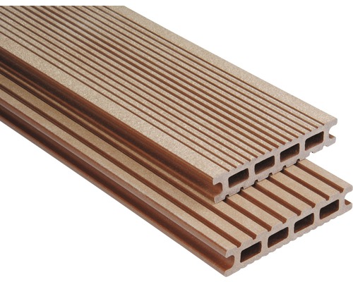 Profil terasă Konsta maro periat WPC 26x145x1000 mm Două scânduri de terasă din compozit de lemn cu o suprafață canelată