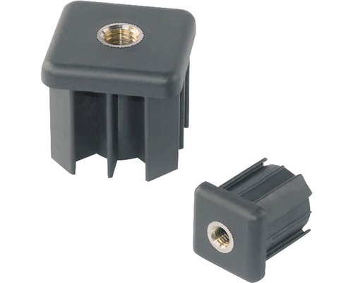 Capace cu filet pentru țeavă pătrată Dresselhaus 40x40 mm M8 plastic negru Capace cu filet pentru țeavă pătrată Dresselhaus 40x40 mm M8 plastic negru