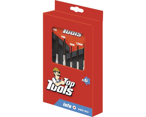 Set șurubelnițe de precizie Top Tools cu șase piese în ambalaj