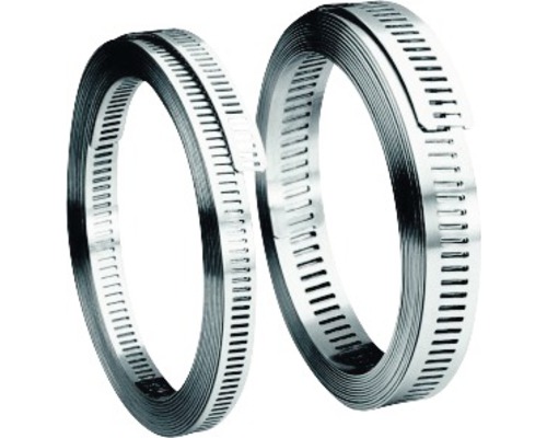 Bandă pentru coliere furtun Norma 9mm x 5m oțel inxodabil Două role de bandă metalică perforată