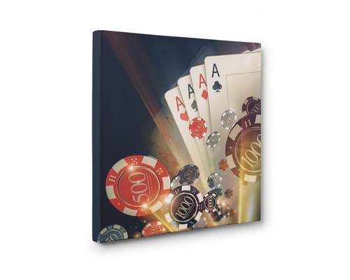 Pânză decorativă cu motiv de cărți de joc și jetoane de poker