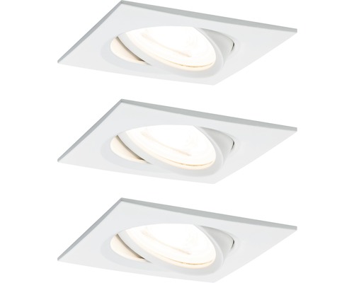 Spoturi LED încastrate Nova GU10 6,5W 84x84 mm, becuri LED incluse, alb mat, pachet 3 bucăți