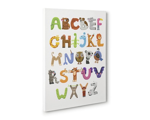 Tablou canvas cu alfabet de animale pentru decorare