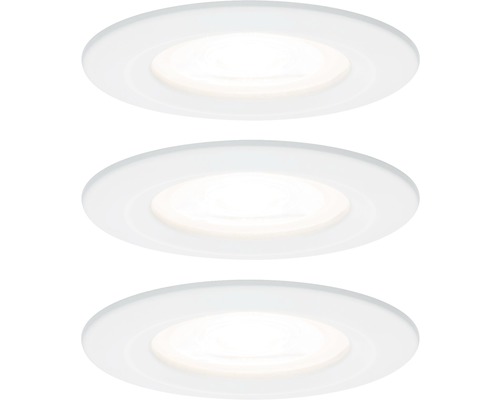 Spoturi LED încastrate Nova GU10 6,5W IP44, Ø78 mm, becuri LED incluse, alb mat, pachet 3 bucăți