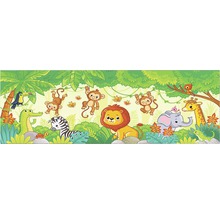 Ilustrație a unei scene din junglă cu animale