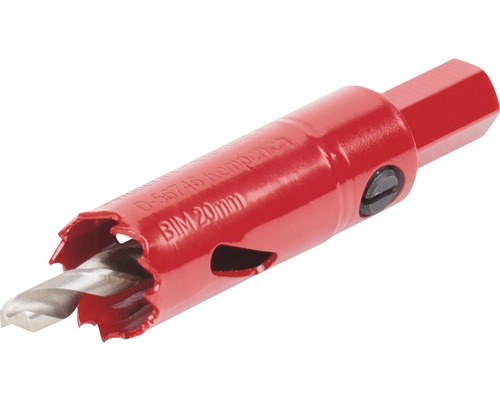 Carotă universală bimetal Wolfcraft BiM Ø20mm, cu burghiu și hexagon Freza circulara cu burghiu de centrare, diametru 20 milimetri