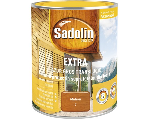 Lazură pentru lemn Sadolin Extra mahon 0,75 l Lazură în strat gros Sadolin Extra mahon în recipient metalic