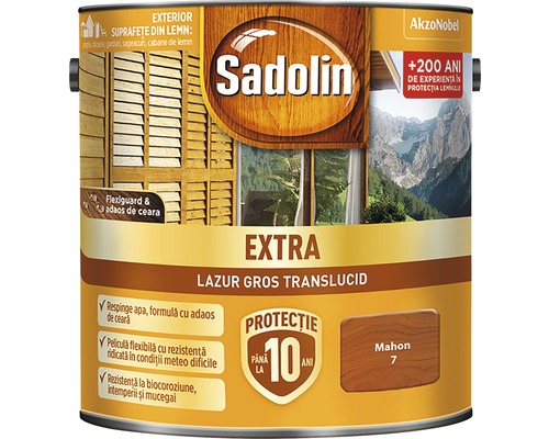 Lazură pentru lemn Sadolin Extra mahon 2,5 l Lazur gros translucid de exterior Sadolin Extra