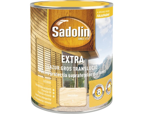 Lazură pentru lemn Sadolin Extra incolor 0,75 l Lazur gros translucid Sadolin Extra pentru protecția suprafețelor din lemn