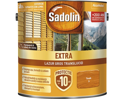 Lazură pentru lemn Sadolin Extra teak 2,5 l Conservă lazură groasă Sadolin Extra pentru tec