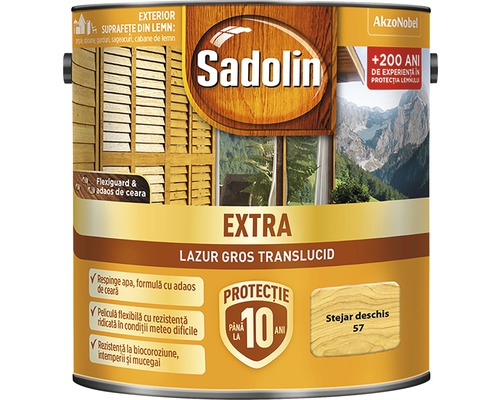 Lazură pentru lemn Sadolin Extra stejar deschis 2,5 l Cutie lazură groasă Sadolin Extra pentru exterior