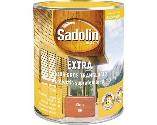 Lazură pentru lemn Sadolin Extra cireș 0,75 l Lazura groasă translucidă Sadolin Extra pentru suprafețe din lemn, culoare cireș 89