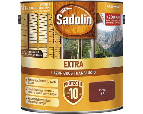 Lazură pentru lemn Sadolin Extra cireș 2,5 l Cutie vopsea Sadolin Extra lazură în strat gros pentru exterior
