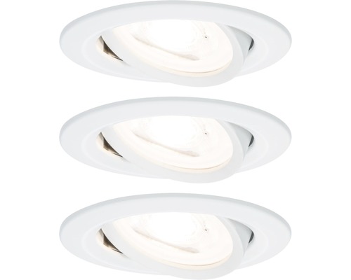 Spoturi LED încastrate Nova GU10 6,5W Ø84 mm, becuri LED cu 3 trepte de instensitate incluse, alb mat, pachet 3 bucăți