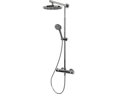 Sistem de duş cu termostat Schulte Classic, duș fix Ø25 cm, pară duș 3 funcții, crom D9640 02