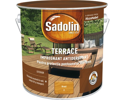 Impregnant antiderapant pentru terase Sadolin Terrace brad 2,5 l Sadolin Terrace impregnant pentru lemn de exterior