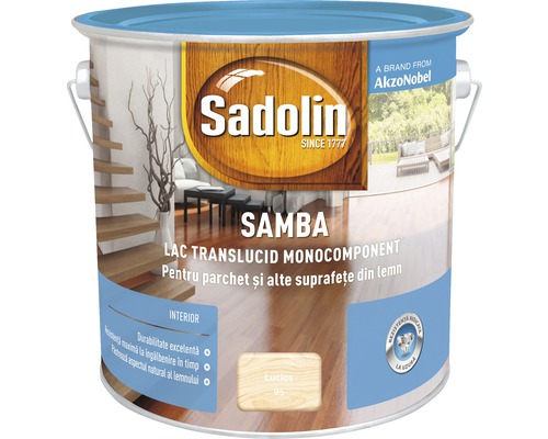Lac pentru parchet Sadolin Samba lucios 2,5 l Vopsea de lemn de interior Sadolin Samba la cutie