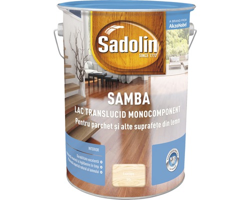 Lac pentru parchet Sadolin Samba lucios 5 l Cutie lac pentru lemn Sadolin Samba