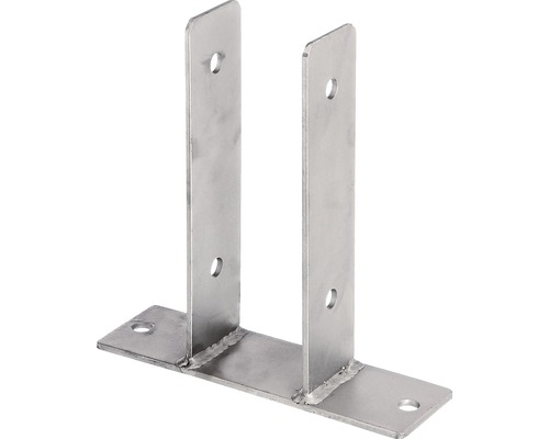 Suport stâlp tip U Kaiserthal 71x200 mm, oțel inoxidabil, fixare în șuruburi Suport metalic pentru stâlp cu găuri pentru fixare
