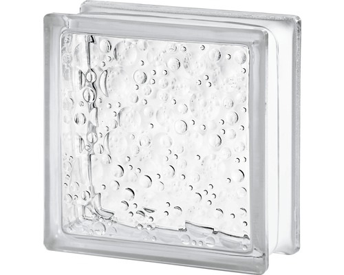Cărămidă din sticlă SEVES GLASSBLOCK picături de ploaie albă 19x19x8 cm-0