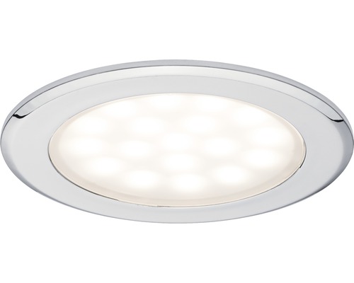 Spot LED încastrat Paulmann 2,5W 225 lumeni, 3000K, Ø65 mm, crom, pentru montaj în mobilier, pachet 2 bucăți