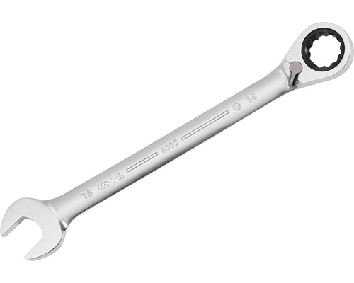 Cheie combinată Mob 16mm, fixă & inelară cu clichet reversibil, crom-vanadiu Cheie combinată cu clichet mărimea 18