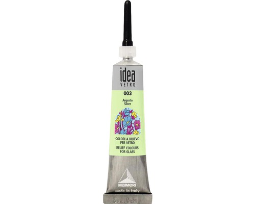 Pastă contur pictură sticlă Idea silver 20 ml Tub de vopsea de relief pentru sticlă, argintiu