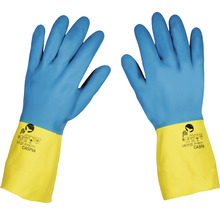 Mănuși de protecție Cerva Caspia din latex & neopren albastru/galben, mărimea 8-thumb-1