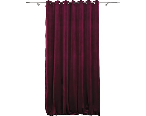Cortină vișinie cu inele de prindere pe tijă