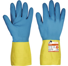 Mănuși de protecție Cerva Caspia din latex & neopren albastru/galben, mărimea 8-thumb-0