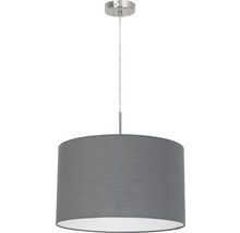 Lampa suspendată gri cu abajur din material textil