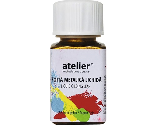 Foiță metalică lichidă Atelier 152 Pure Gold 50 ml Folie metalică lichidă într-o sticlă de sticlă