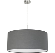 Lampa suspendată gri din material textil cu difuzor alb