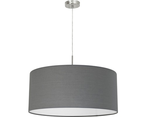 Lampa suspendată gri din material textil cu difuzor alb
