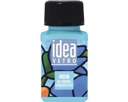 Culoare pentru pictură pe sticlă Idea Vetro 408 Turquoise Blue 60 ml