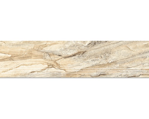Treaptă gresie rectificată Irno Beige 30x120 cm Placă ceramică cu aspect de marmură