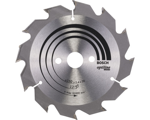 Disc fierăstrău circular Bosch Zubehör Optiline Wood Ø150x2,4x20 mm 12 dinți Disc de ferăstrău circular Bosch Optiline Wood cu diametrul de 150 milimetri